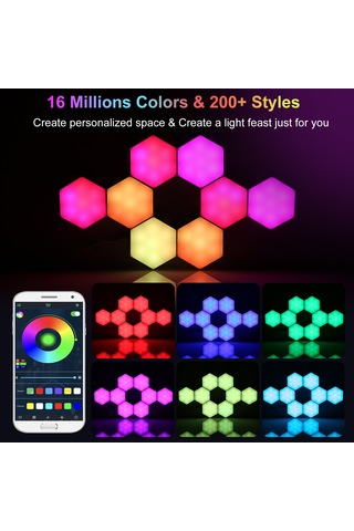 Yifomall Rgb Renkli Altıgen Duvar Lambası 6'lı Set - Müzik İle Senkronize, Bluetooth Ve Uygulama Kontrolü, Usb Beslemeli Stüdyo Aydınlatması Beyaz