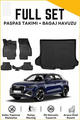 Audi Q2 2025 Model Birebir Uyumlu Bagaj Havuzu+paspas Seti