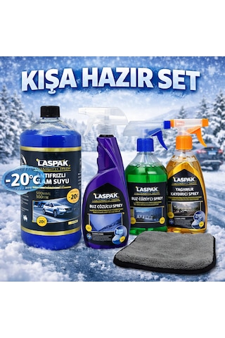 Kışa Hazır Oto Bakım Seti Antifrizli Cam Suyu 1l + Buz Çözücü Sprey + Yağmur Kaydırıcı