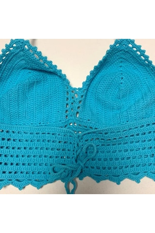 Uretti - Aslı 5776 - El Yapımı Turkuaz Crop Top