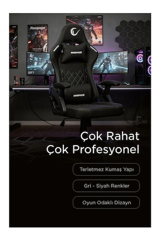 Rampage Kl-r43 Nox Ergonomik Tasarıma Sahip Terletmez Kumaş Siyah/gri Oyuncu Koltuğu