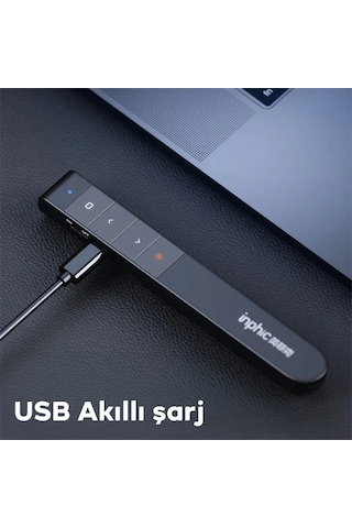 İnphic Pl1 Projeksiyon Multimedya Sunum Şarjlı Kırmızı Lazerli Uzaktan Kumanda- 5775 Siyah