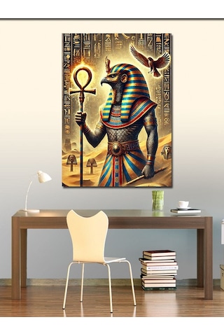 Kanvas Tablo Mısır Tanrısı Ve Hiyeroglifler 70cmx100cm