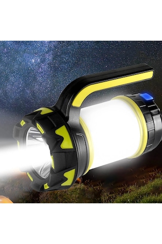 Techtic Kamp Feneri 6 Modlu Şarj Edilebilir El Feneri Powerbank Siyah