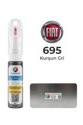 Fıat 695 Kurşun Gri İğneli Ve Fırçalı 2 Si 1 Arada Özel Tasarım Şişe Rötuş Boyası Ve Profesyonel Rötuş Çeliği Seti