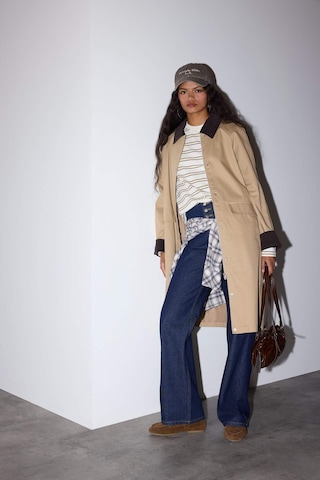 Defacto Regular Fit Kontrast Yaka Cepli Çıtçıtlı Pamuklu Trençkot E8594ax25aubg501 Bej