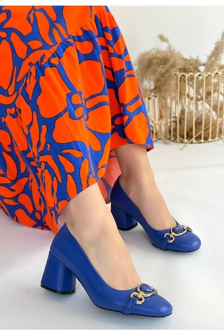 Bernishoes Lucky Mavi Cilt Topuklu Ayakkabı Mavi