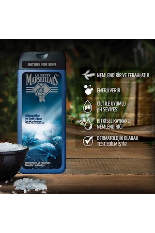 Le Petit Marseillais Nature Men Serisi Mineraller ve Sedir Ağacı Duş Jeli ve Şampuan 400 ML