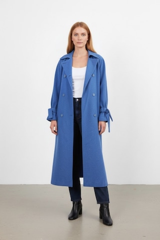 Durivya Oversize Kaşe Kaban Saks Mavi