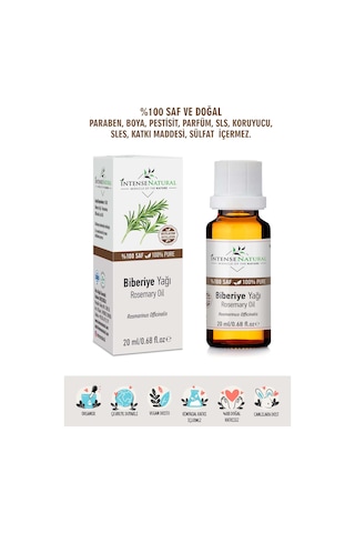Intense Natural Saf ve Doğal Rosemary Essential Oil Biberiye Uçucu Yağı 20 ML