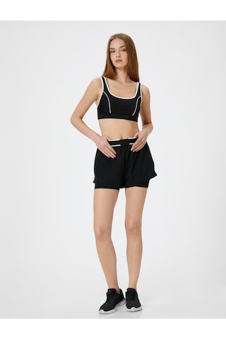 Koton Spor Taytlı Şort Beli Lastikli Standart Bel Slim Fit Siyah 4sak40056nw Siyah