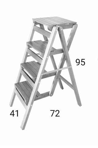 Ahşap Merdiven Tabure Katlanır Ceviz 4 Basamak Ceviz
