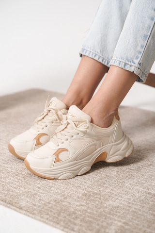 Garantili D0164 Günlük Ortopedik Kadın Sneaker Spor Ayakkabı Bej