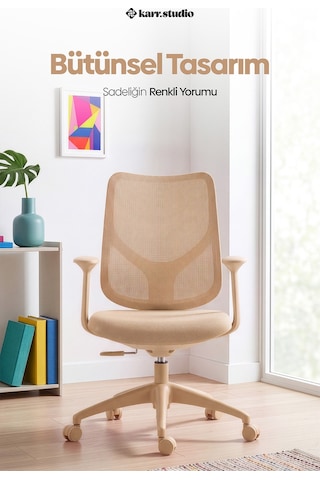 Seul Ergonomik Çalışma Sandalyesi - Krem