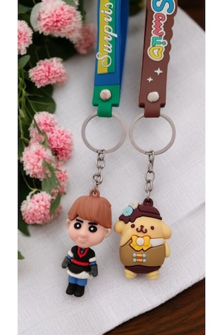 2 Li Sevimli Karakter Pompompurin Anime Stil Figürlü Renkli Silikon Askılı Çanta Aksesuar