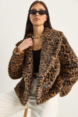 Shade Kadın Leopar Desenli Cep Detaylı Astarlı Suni Kürk 6962 60283772 - Kahverengi