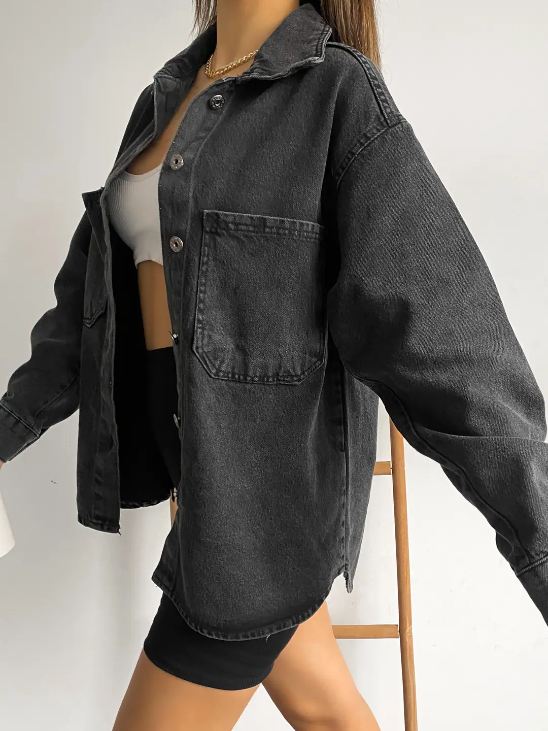 Lirya Prive Oversize Denim Ceket Siyah