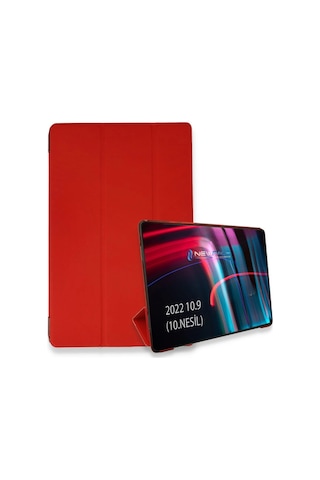 Apple iPad Uyumlu 2022 10.9 10.nesil Kılıf Tablet Smart Kılıf - Kırmızı Arka Kapak