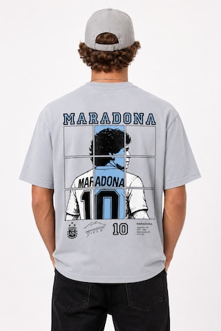 Bayloranzzo Maradona Arjantin %100 Pamuk Heavy Cotton Premium Kalite Erkek Tişörtü Gri