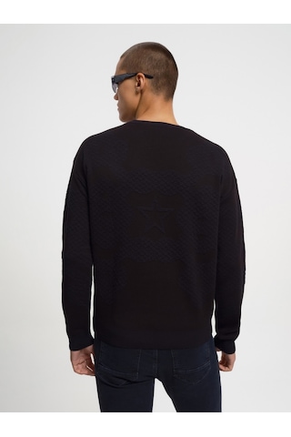 Oversize Fit Erkek Kazak Siyah