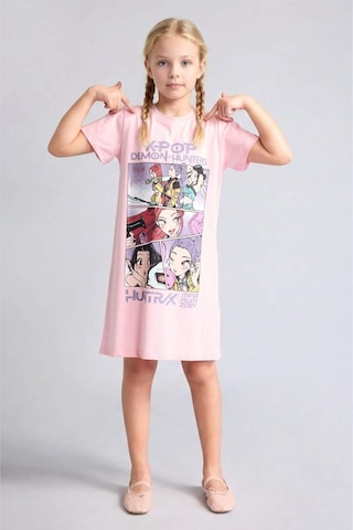 Defacto Kpop - Demon Hunters Kısa Kollu Elbise Kız Çocuk H8109a826smpn636 Pembe-pn636