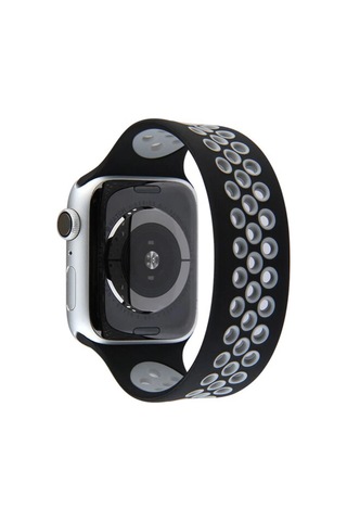 Newface Apple Watch 42mm Ayarlı Delikli Silikon Kordon - Siyah-gri Diğer