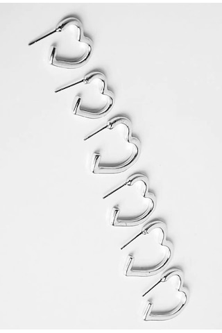 Kadın 3 Boy Kalp Model 1.5 Cm/ 2 Cm / 2.5cm Küpe Seti Zrk00593-5056 Gümüş