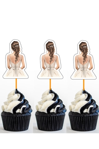 12 Adet Bride To Be Gelin Düğün Pasta Süsü Cupcake Süsü Gelinlik
