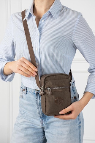 Baginn Klinkır Telefon Çantası Mini Postacı Çanta 22 12 Cm Çapraz Askılı Omuz Çantası Günlük Hafif Çanta Kahverengi