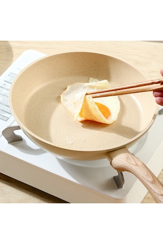 Mufunye 1 Kişilik 20 Cm Mısır Taşı Kaplama Yapışmaz Tava - Gazlı Ocaklar İçin İdeal Ev Tipi Tava Çok Renkli