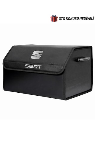 Seat Marka Logolu Oto Bagaj Organizer Çanta Oto Bagaj Çantası 2 Bölmeli Suni Deri Boyutlar : 48 Cm X 31 Cm X 29 Cm