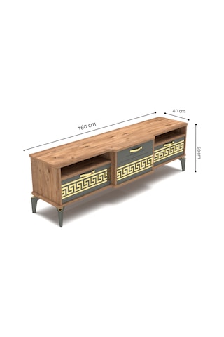 Tv Sehpası Tv Ünitesi Vera Atlantik Çam Antrasit Çizgili 5051 Çok Renkli