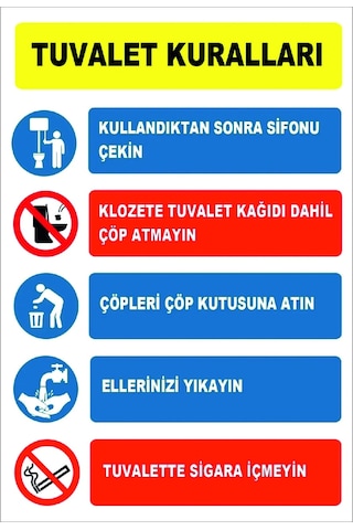 19x29cm Tuvalet Kuralları Metal Yönlendirme Levhası