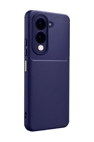 Vivo Y04 Uyumlu Kılıf Karbon Tasarım Kamera Korumalı Silikon Telefon Kılıfı Kapak Lacivert