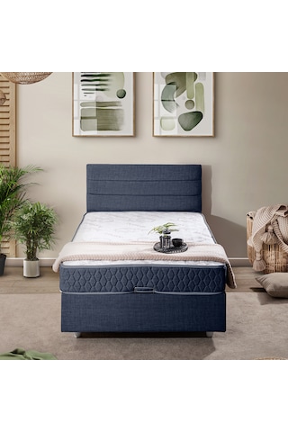 Sofia Tek Kişilik Baza Başlık Comfort Yatak Seti Lacivert 90 x 190