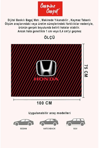 Dijital Baskı Dekoratif Honda Desen Araba Bagaj Matı Yıkanabilir Bagaj Havuzu