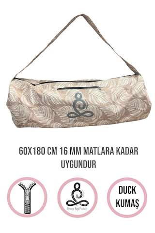 Mat Taşıma Çantası Yoga Fitness Silindir Antrenman Çantası + 2 Adet Mat Toplama Lastiği Açık Kahverengi