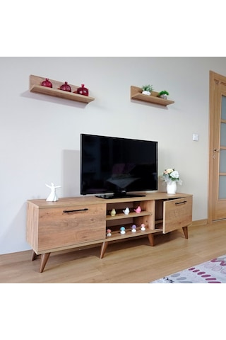 Mobilya Sepeti Ms 85 Mdf Tv Ünitesi Dolabı Raflı Ceviz