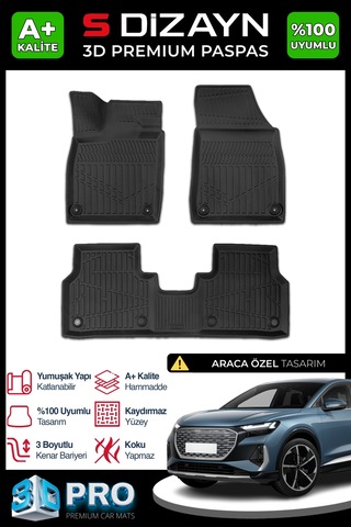 S-dizayn Audi Q4 E-tron 3d Pro Havuzlu Paspas 2021 Üzeri A+ Kalite