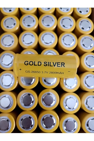Gs-26650 3.7v 2800mah Li-ion Şarj Edilebilir Pil Gold Silver