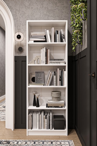Asra Trend 5 Raflı Kitaplık K002 %100 MDF Modern Ofis Çalışma Odası Dosya Rafı Beyaz