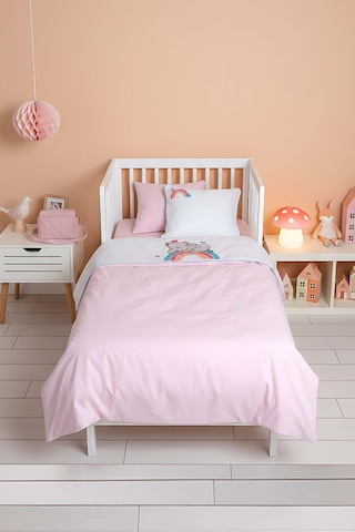 Lucky Pembe Punch Nakışlı %100 Pamuklu Bebek Nevresim Takımı Çok Renkli