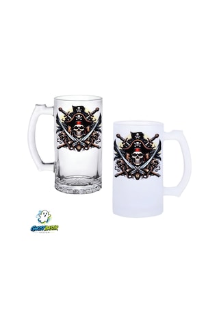 Korsan Kulplu Bira Bardağı Buzlu Veya Şeffaf Seçenekli 0314