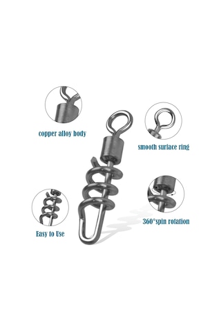 8 -2/0 50 Adet Yem Kilidi, Ağır Hizmet Tipi Döner Bağlantı Elemanları İle Tirbuşon Yemler Balıkçılık Aksesuarları Hızlı Yem Kilidi Bağlantı Elemanları Tuzlu Su Tatlı Su Diğer