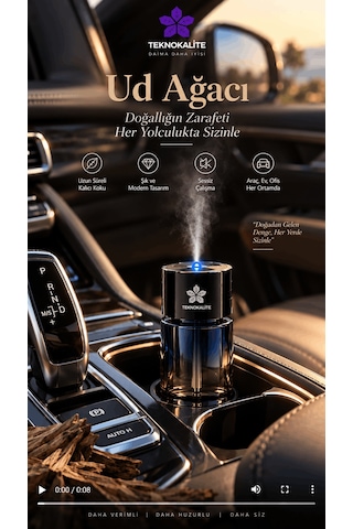 Airmist D5 Ultrasonik Aroma Difüzörü Od Ağacı Akıllı Elektronik Koku Makinesi, Araç Ev Ofis İçin Teknokalite