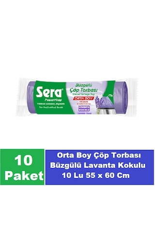 Sera Çöp Torbası Büzgülü Nergis Lavanta Boy 55 X 60 Cm 10 X 15 Li