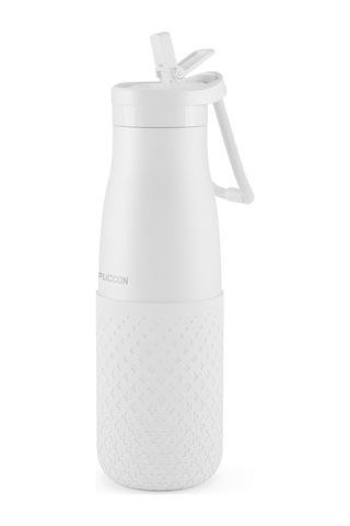 Puccon 500 Ml Pipetli Beyaz Çelik Matara/termos - Silikon Gövdeli Plus - 50008