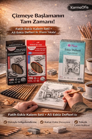 24 Lü Eskiz Kalem Seti + Spiralli A5 Eskiz Defteri Çizim & Sketchbook Seti 50 Yaprak 90g