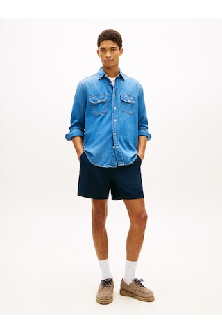 Tommy Hilfiger Tjm Lınen Blend Pull-on Short Erkek Mavi Şort - Dm0dm22825