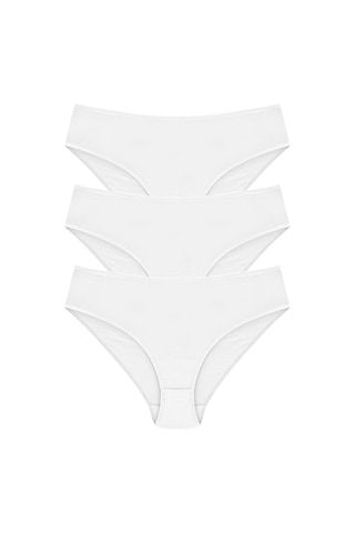 Casual Lingerie Papatya %100 Pamuk Yüksek Bel 3'Lü Paket Beyaz Kadın Külot Beyaz